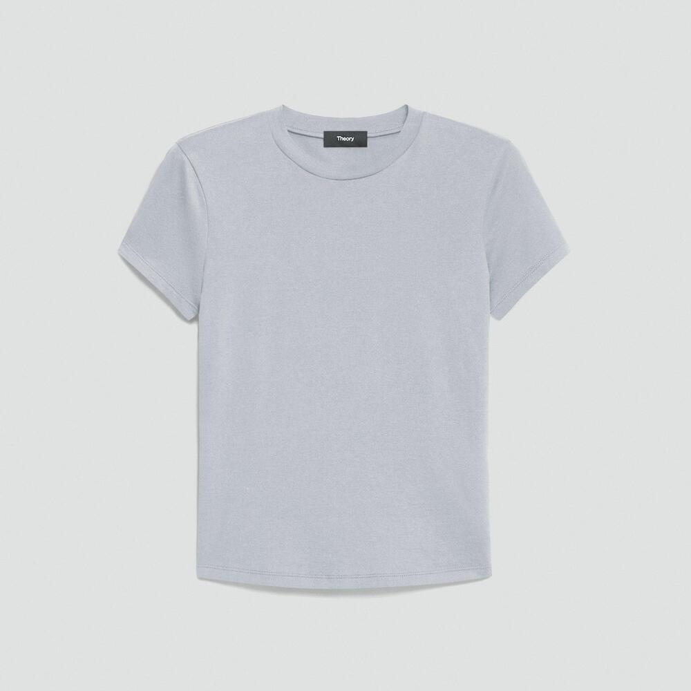 Theory Harbor Blue Tiny Tee in Organic Cotton L
